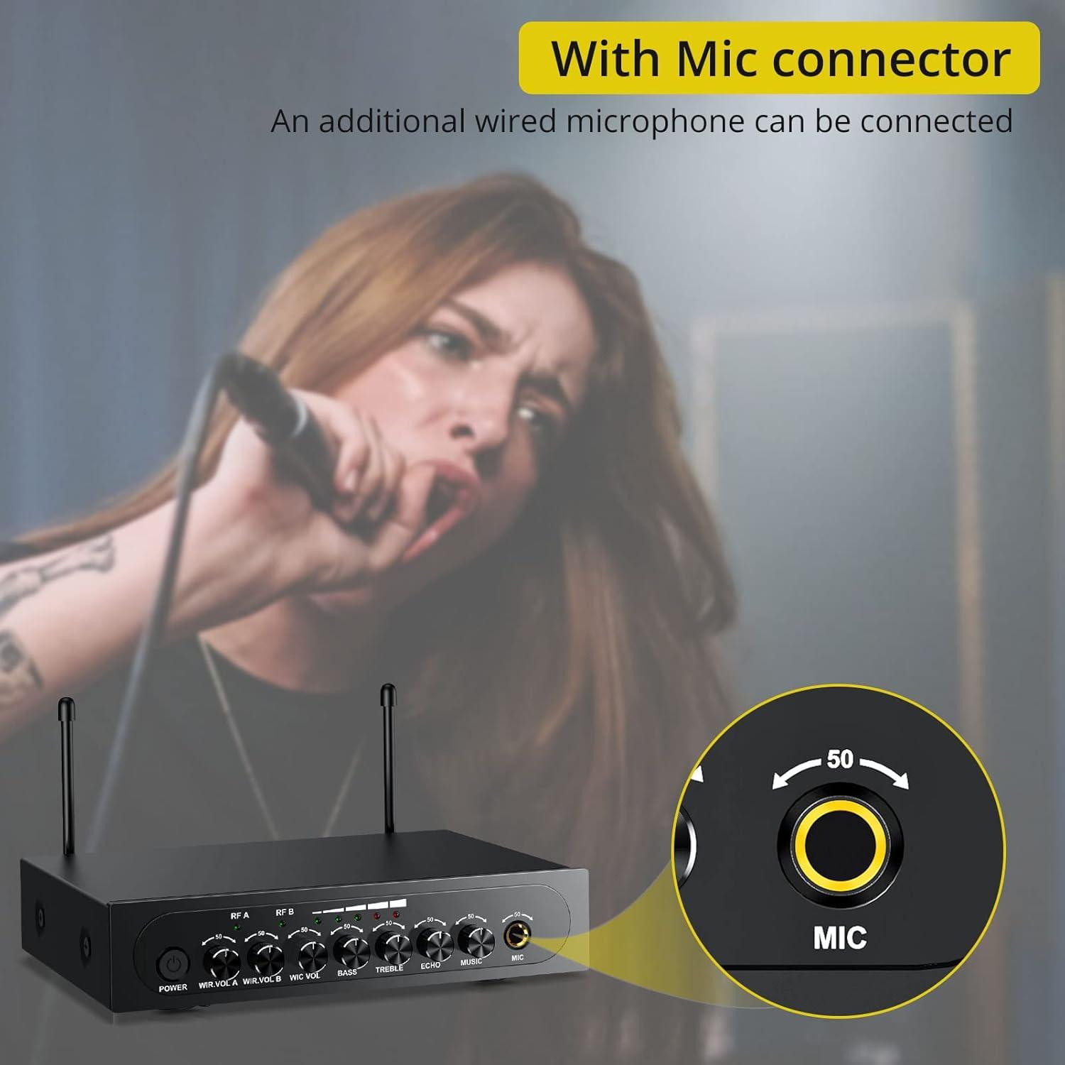 Micrófono Inalámbrico UHF PROZOR VC617eu Doble Mano Bluetooth