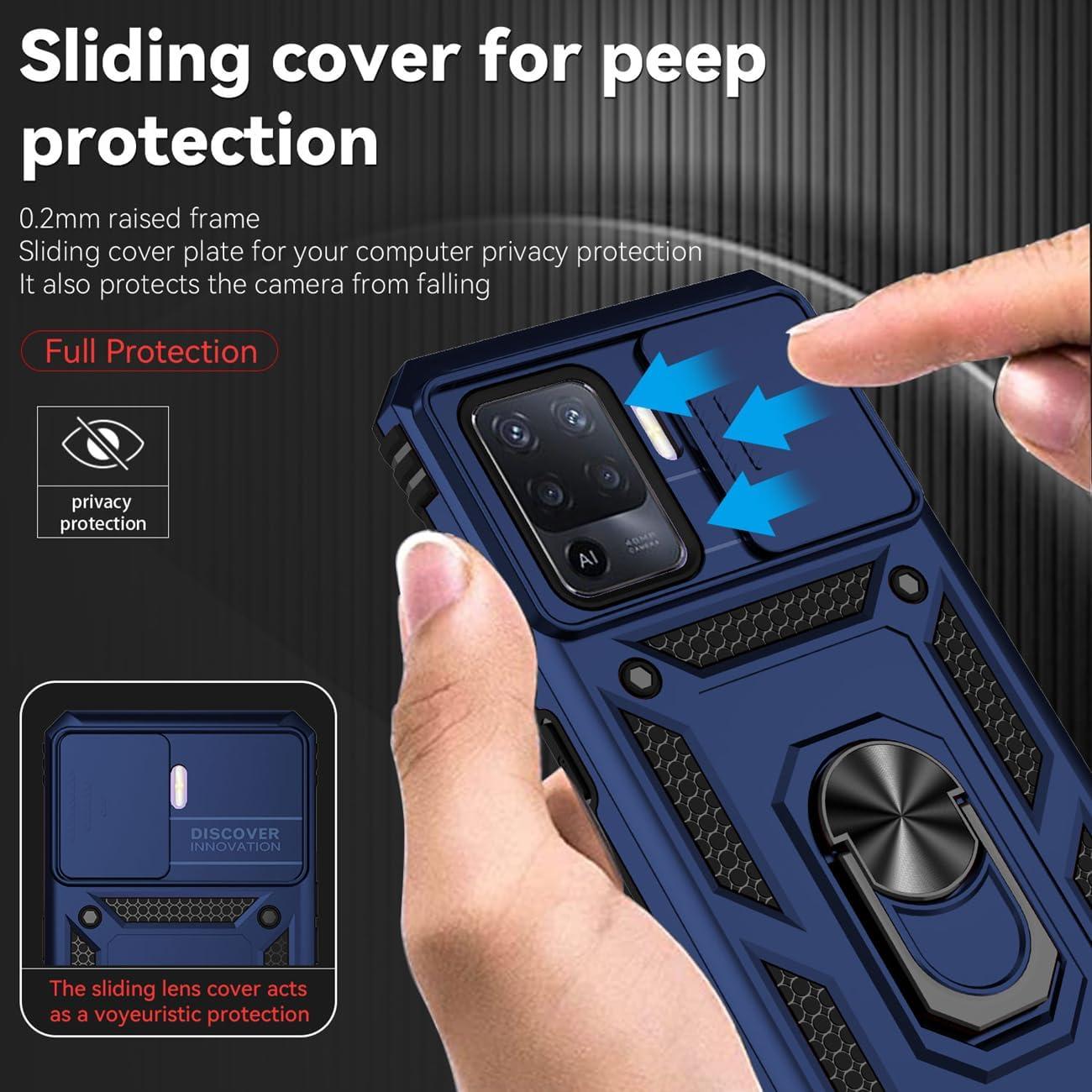 Funda para Oppo A94 4G con soporte giratorio y protección cámara