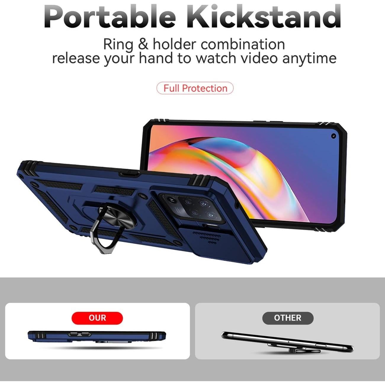 Funda para Oppo A94 4G con soporte giratorio y protección cámara