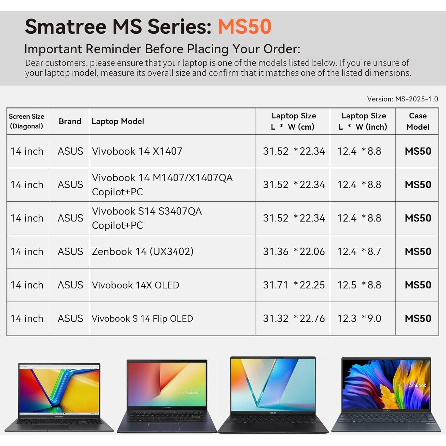 Funda Dura EVA Smatree MS50 para ASUS Vivobook 14" Negra