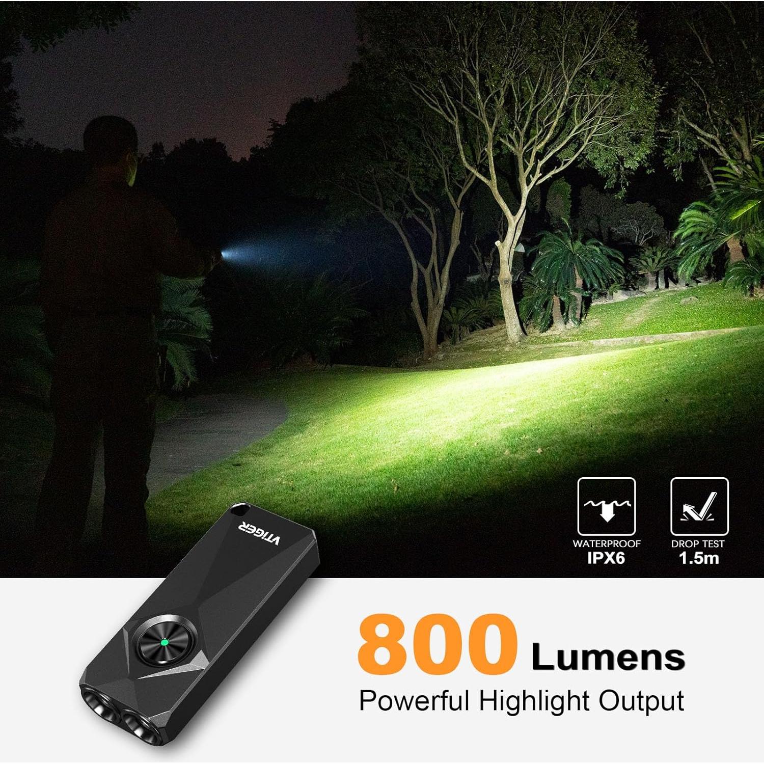 Linterna LED VTIGER K1 800 Lúmenes Recargable Compacta