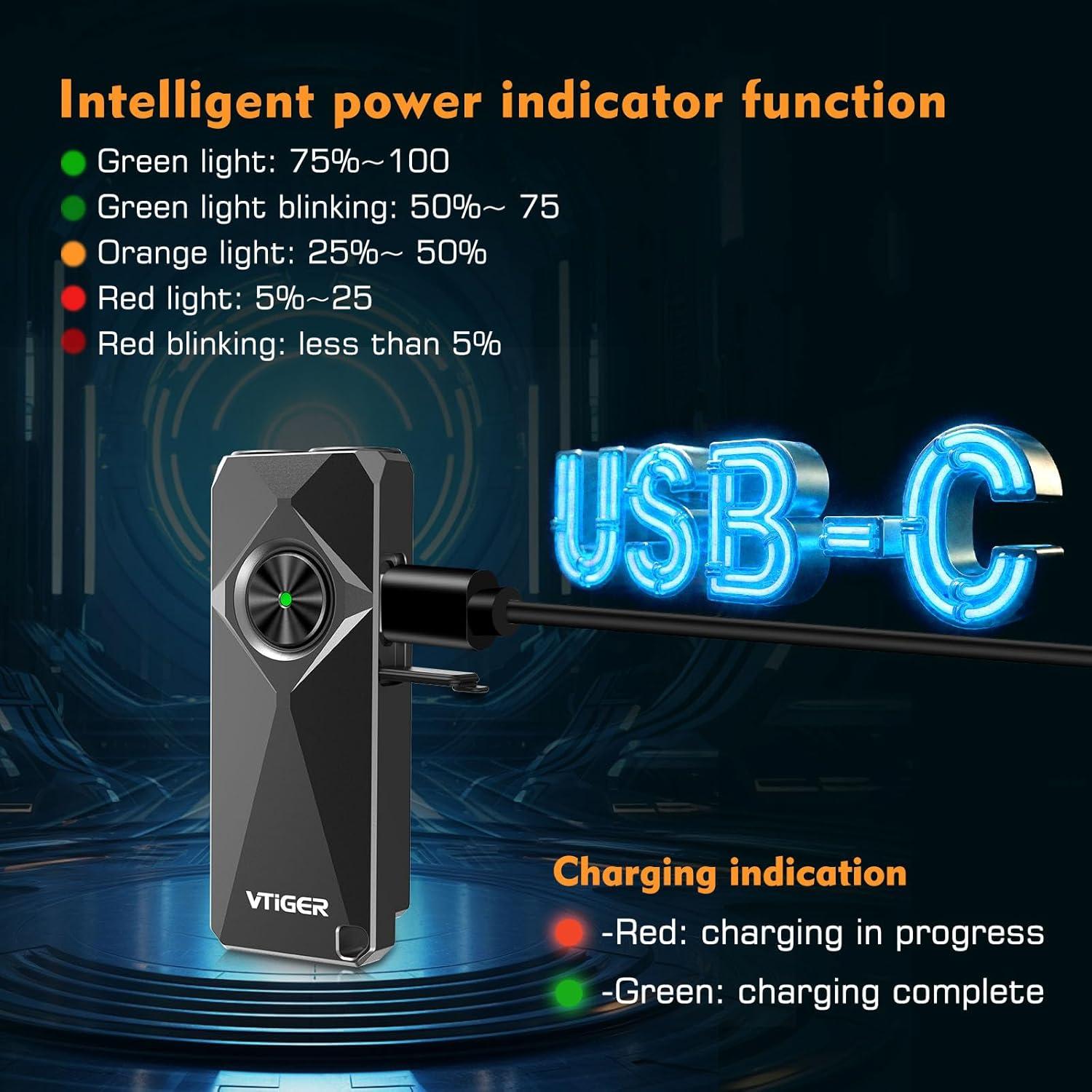 Linterna LED VTIGER K1 800 Lúmenes Recargable Compacta