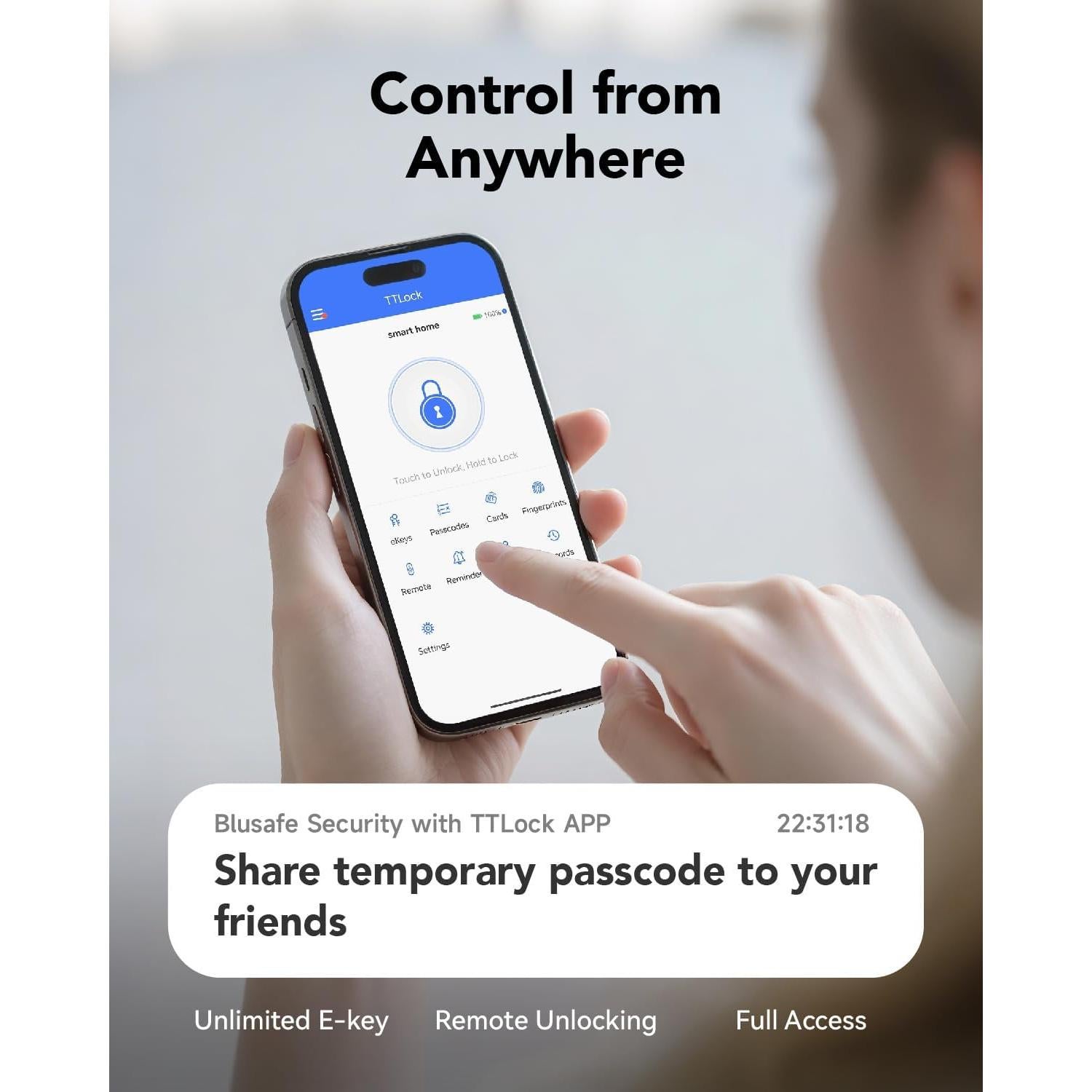 Cerradura Electrónica Inteligente Blusafe Apollo Huella Dactilar