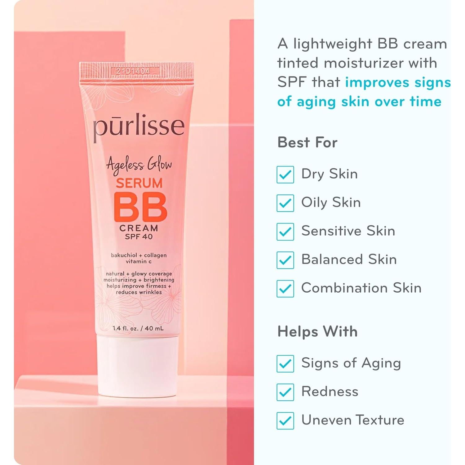 Crema BB Purlisse Ageless Glow SPF 40 39.4g - Iluminadora