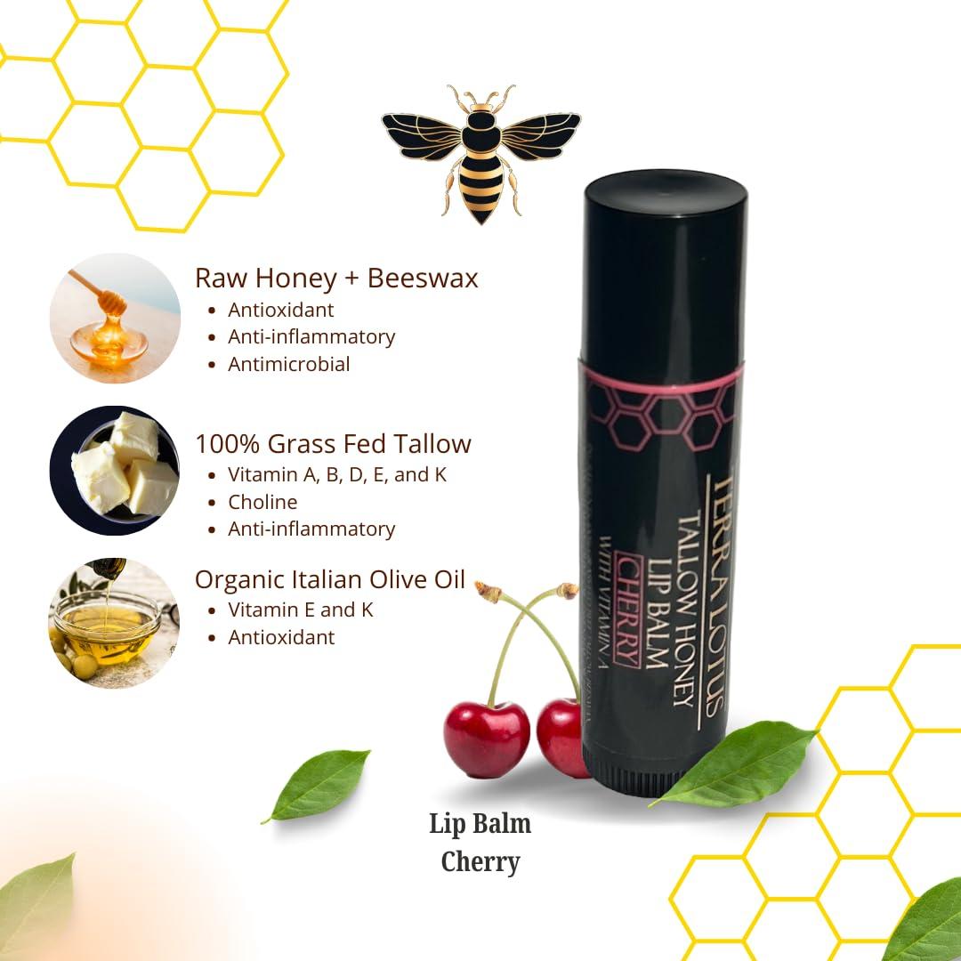 Bálsamo Labial Orgánico Terra Lotus - Hidratante Cereza (5 Unidades)