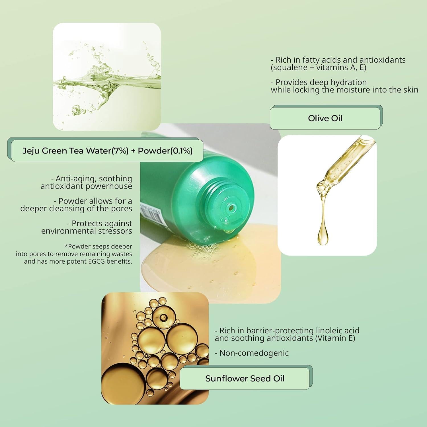 Gel Limpiador Facial YADAH de Té Verde 100 ml - pH Equilibrado