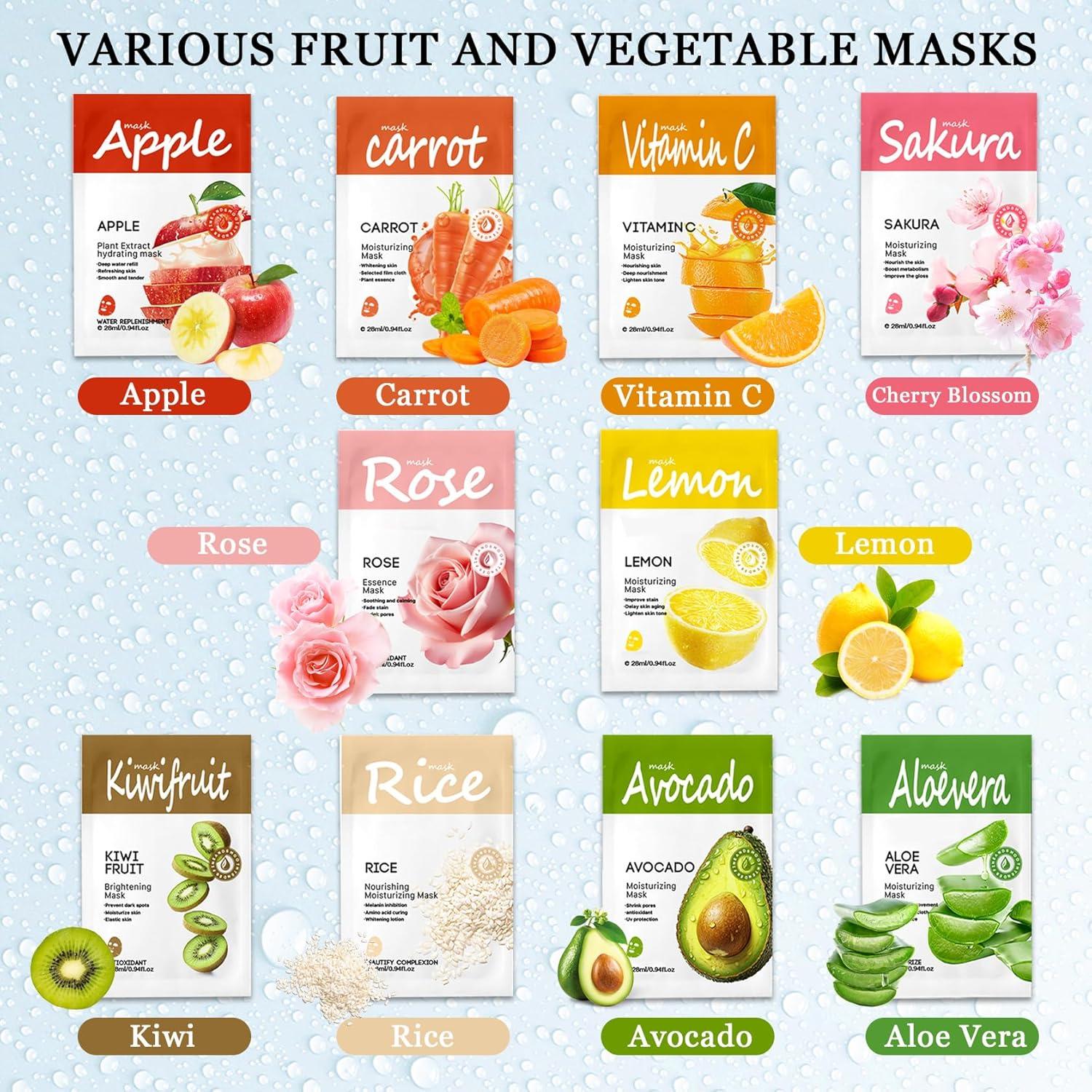 10PCS Face Masks Skincare,Hydrating Face Sheet Masks,Moisturizing Facial Mask,Overnight Facial Sheet Mask for Women and Men,Nourishing Facemasks for All Skin Types 01