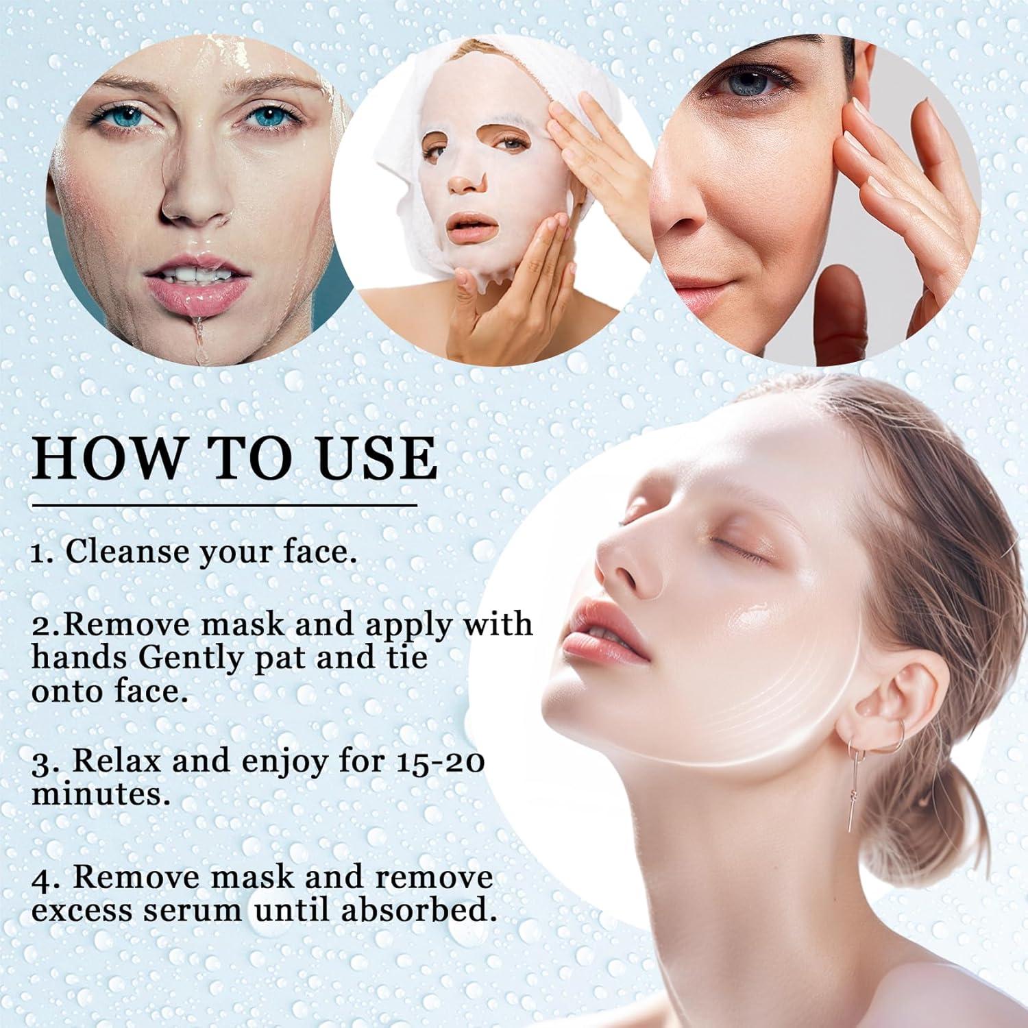 10PCS Face Masks Skincare,Hydrating Face Sheet Masks,Moisturizing Facial Mask,Overnight Facial Sheet Mask for Women and Men,Nourishing Facemasks for All Skin Types 01