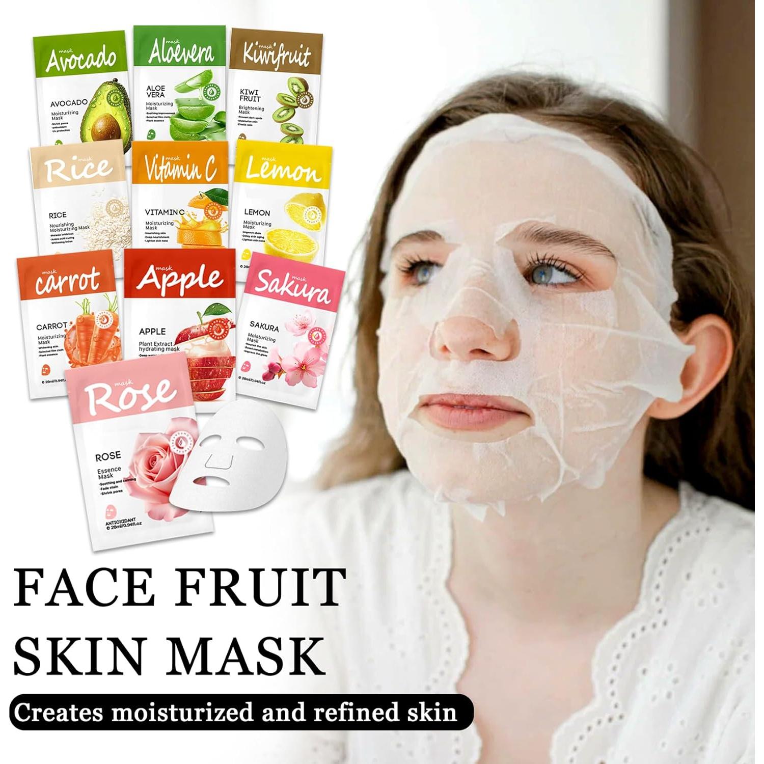 10PCS Face Masks Skincare,Hydrating Face Sheet Masks,Moisturizing Facial Mask,Overnight Facial Sheet Mask for Women and Men,Nourishing Facemasks for All Skin Types 01