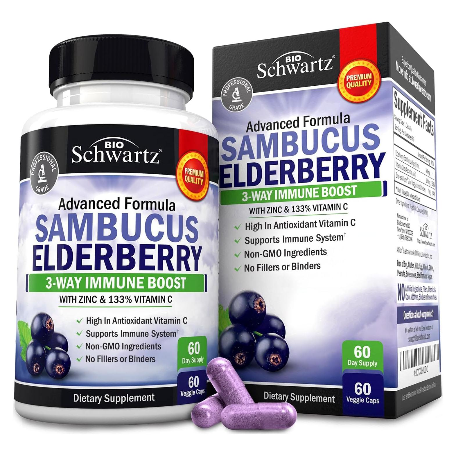 Cápsulas de Saúco BioSchwartz con Zinc y Vitamina C - 60 Unidades