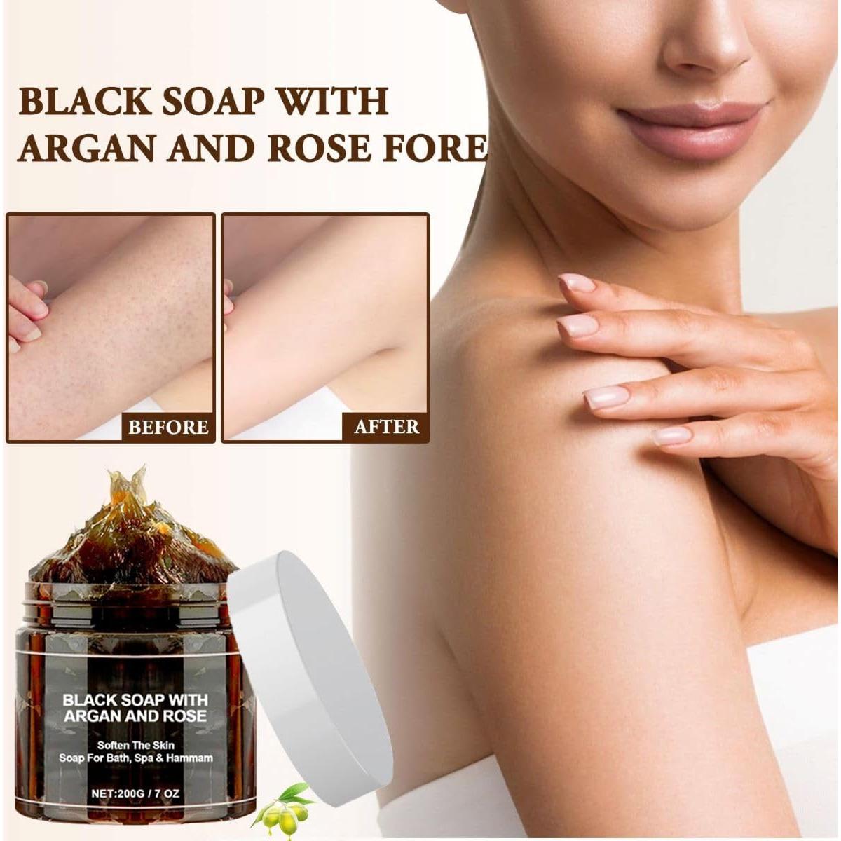 Jabón Negro Marroquí Beldi con Aceite de Argán y Rosa - 2 Unidades