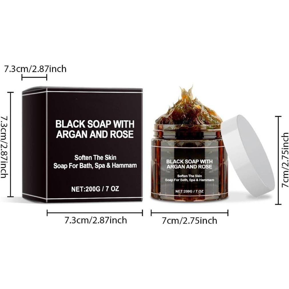 Jabón Negro Marroquí Beldi con Aceite de Argán y Rosa - 2 Unidades