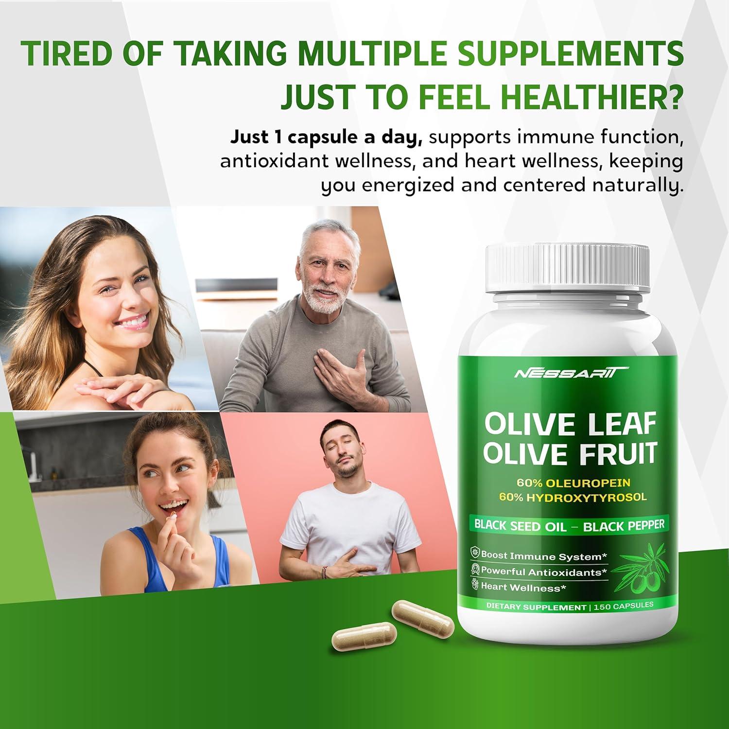 Cápsulas de Hoja y Fruto de Olivo NESSARIT 150 Unidades