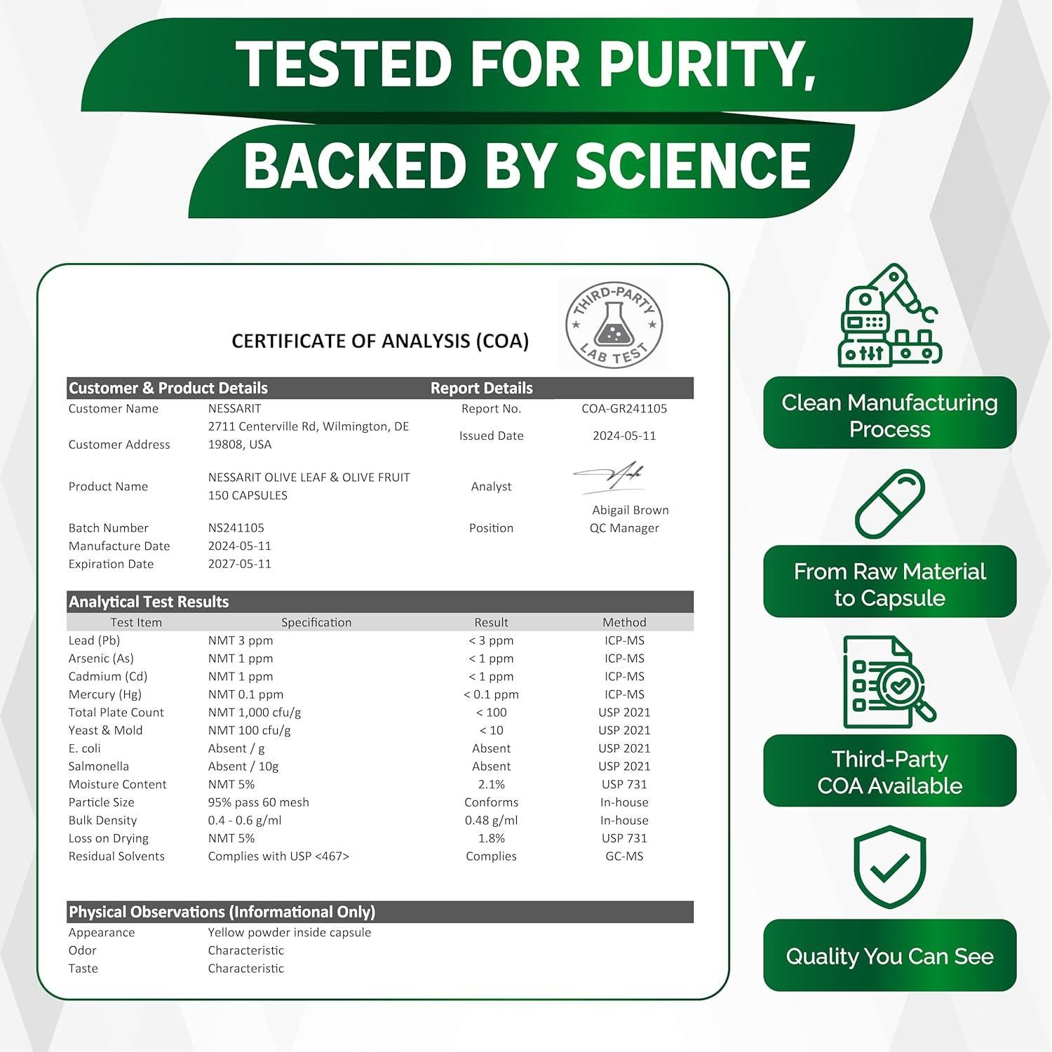 Cápsulas de Hoja y Fruto de Olivo NESSARIT 150 Unidades