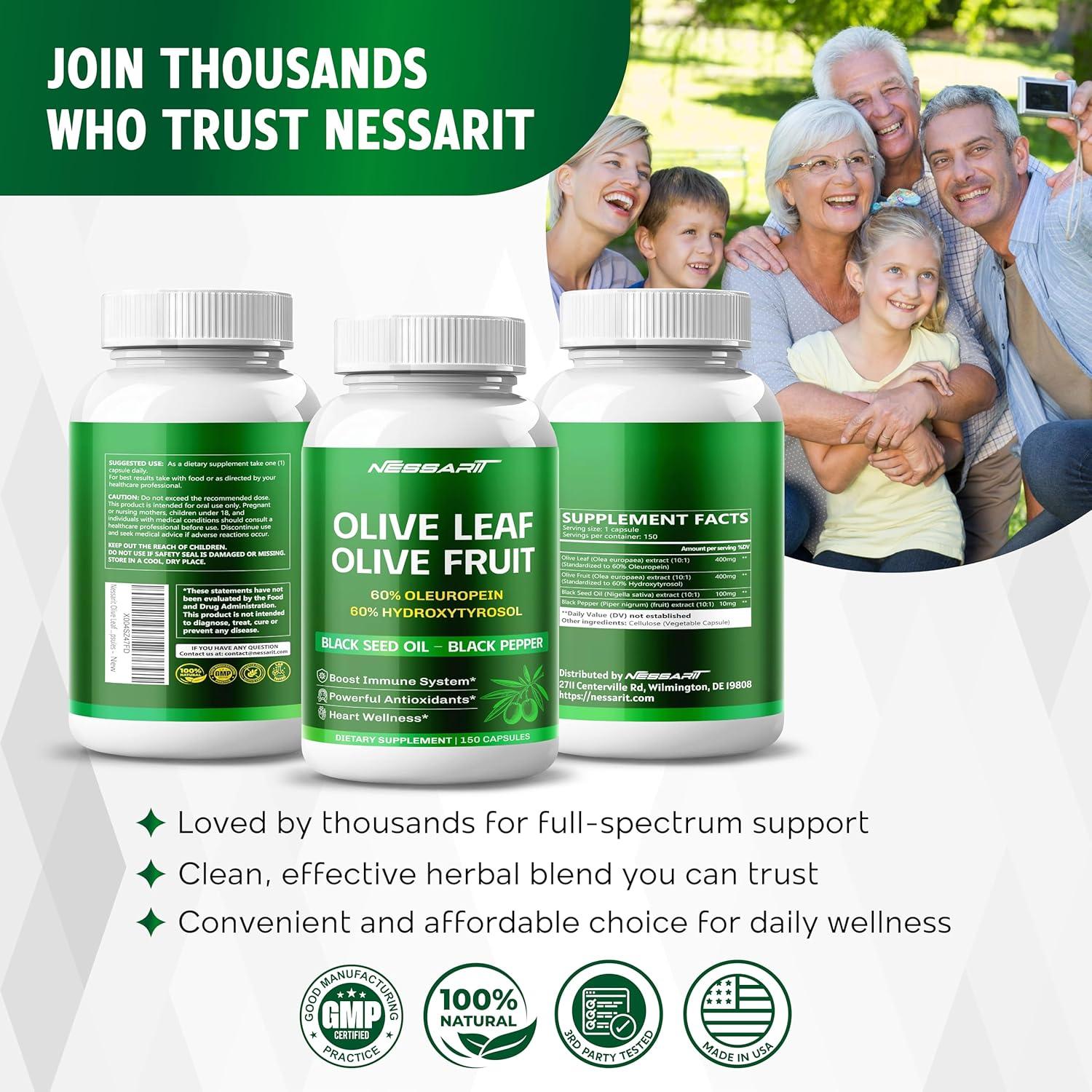 Cápsulas de Hoja y Fruto de Olivo NESSARIT 150 Unidades