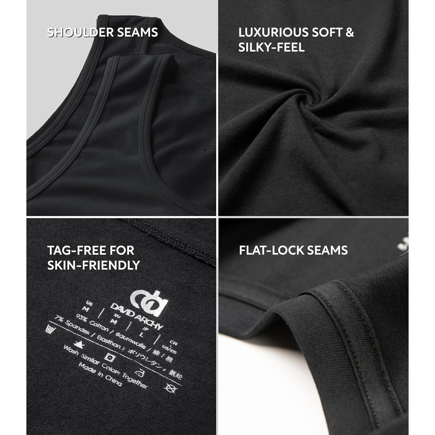 Camisetas Sin Mangas David Archy para Hombres - Paquete de 3