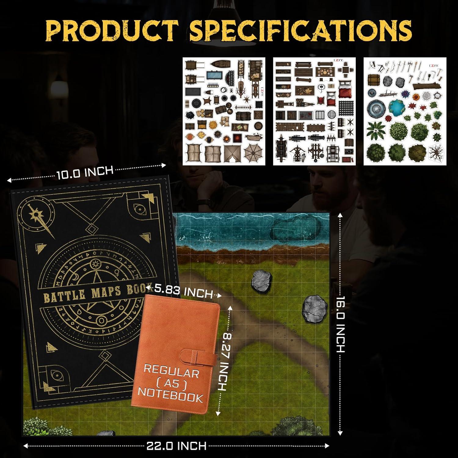 CZYY Libro de Mapas de Batalla RPG - 32 Mats Reutilizables 1"