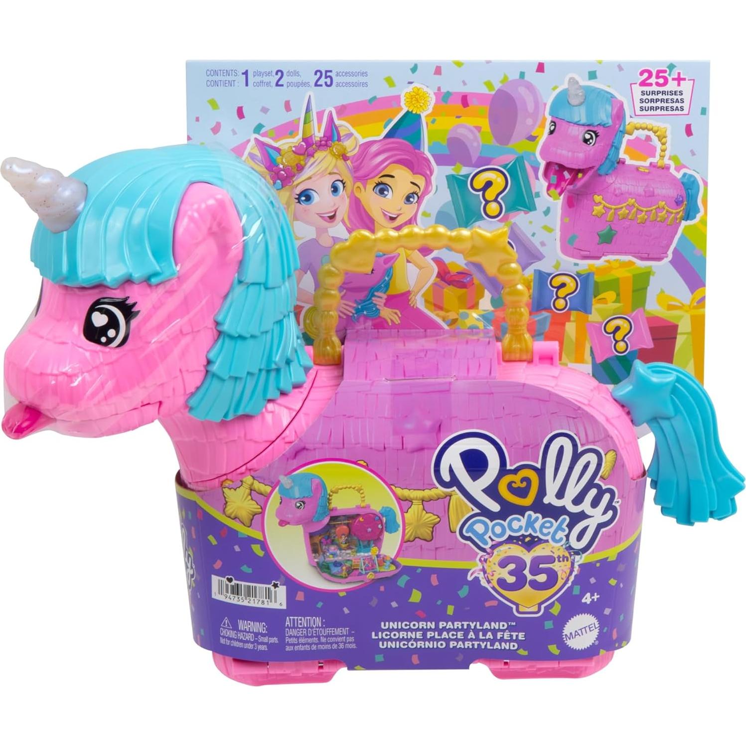 Set de Juego Unicornio Polly Pocket con 2 Muñecas y 25 Accesorios