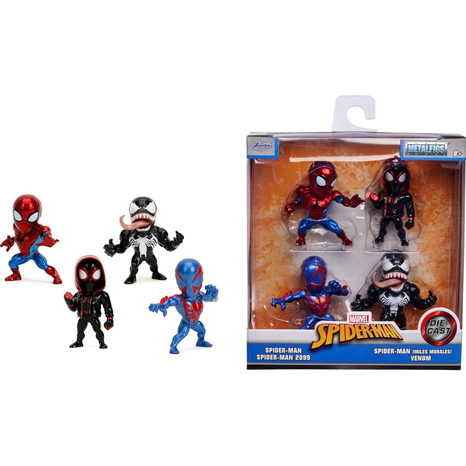 Conjunto de 4 Figuras de Metal Marvel Spider-Man Jada Toys 6 cm
