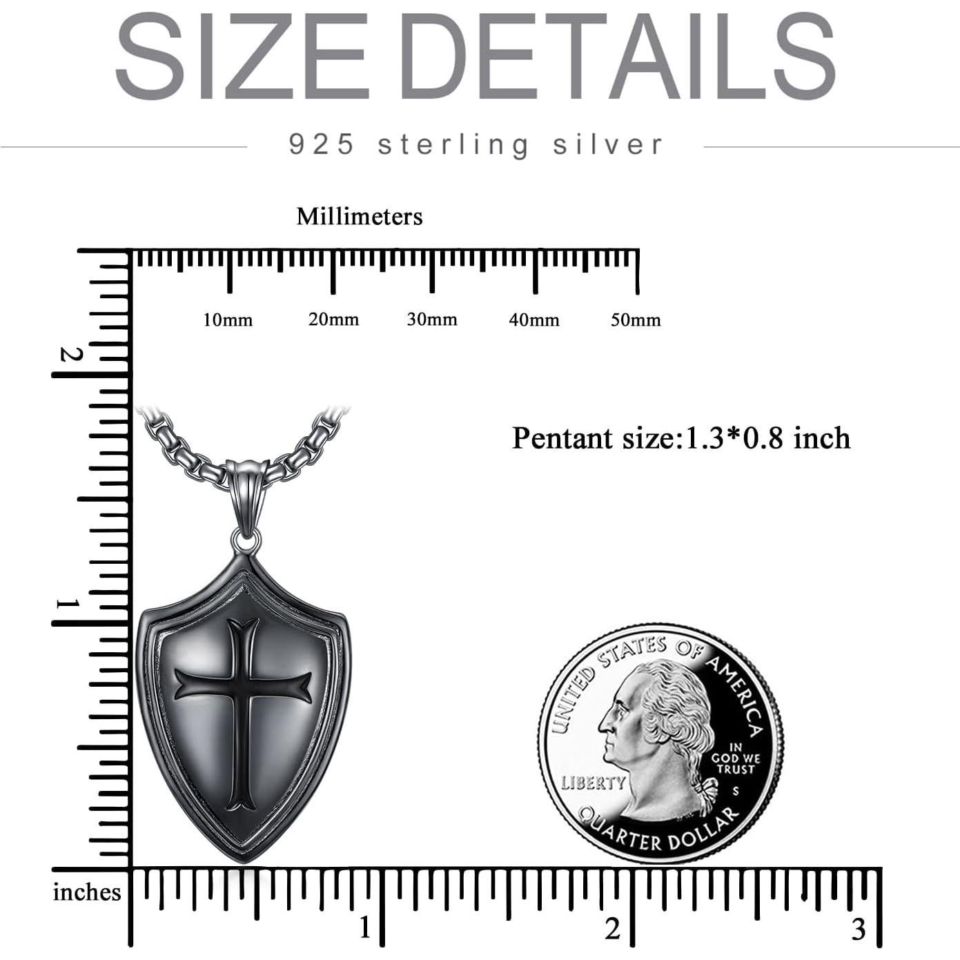 Colgante Cruz Templaria Plata Ley 925 con Cadena Acero 55.88 cm