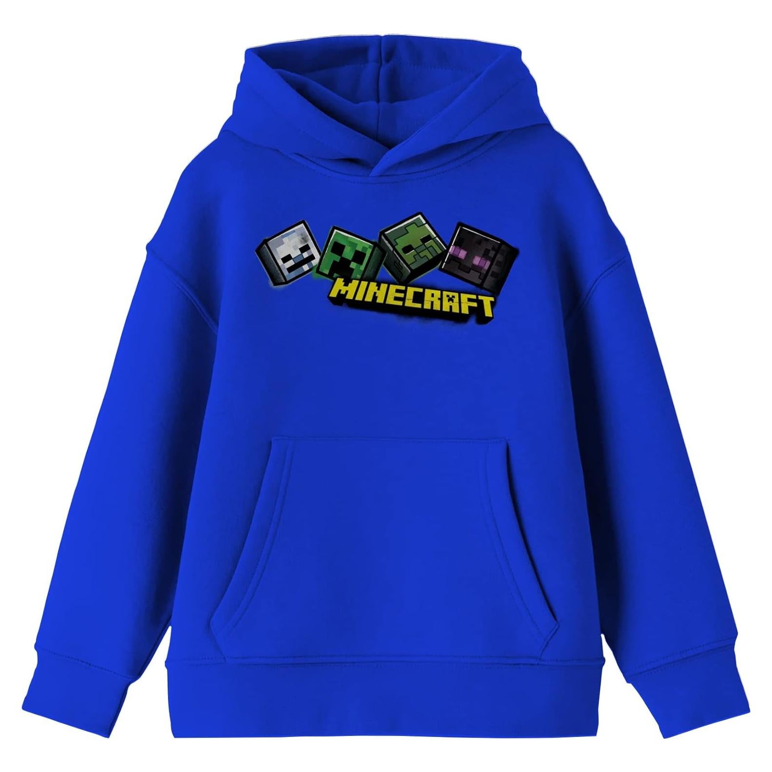Sudadera Juvenil Azul Real Minecraft con Capucha y Bolsillo