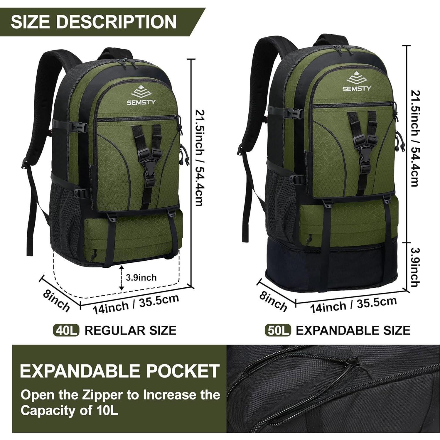 Mochila de Senderismo SEMSTY 30L/35L Expandible Unisex