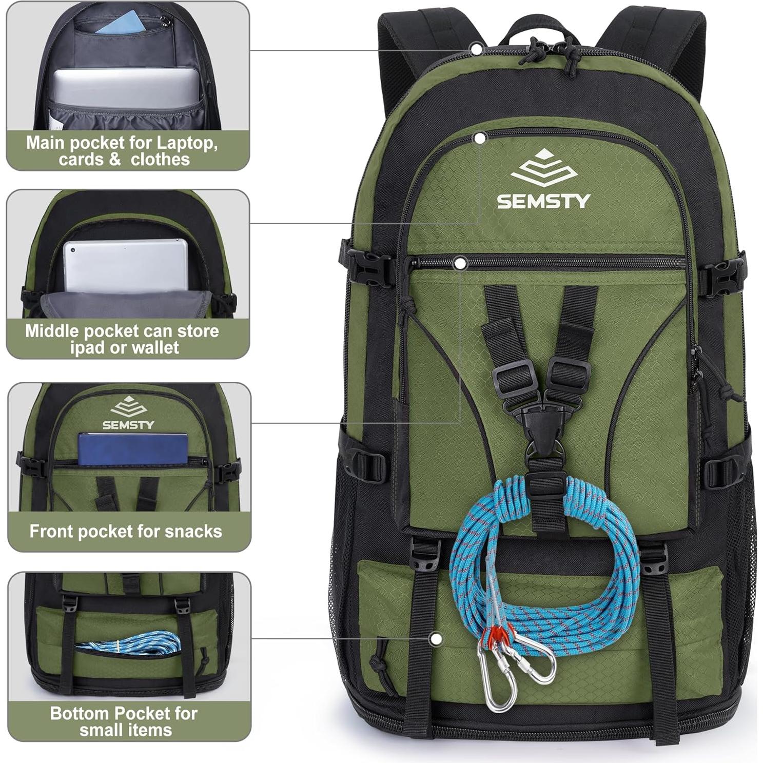 Mochila de Senderismo SEMSTY 30L/35L Expandible Unisex