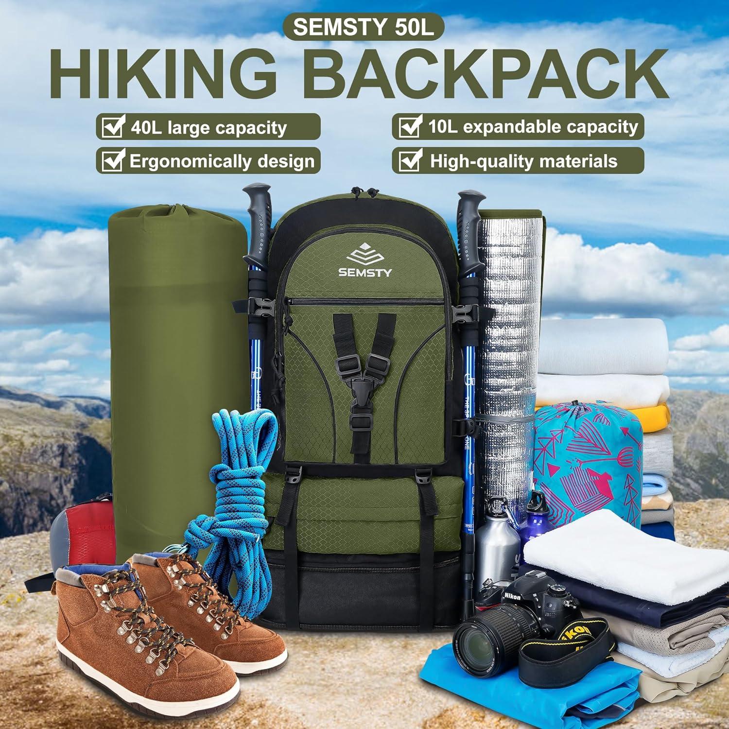 Mochila de Senderismo SEMSTY 30L/35L Expandible Unisex