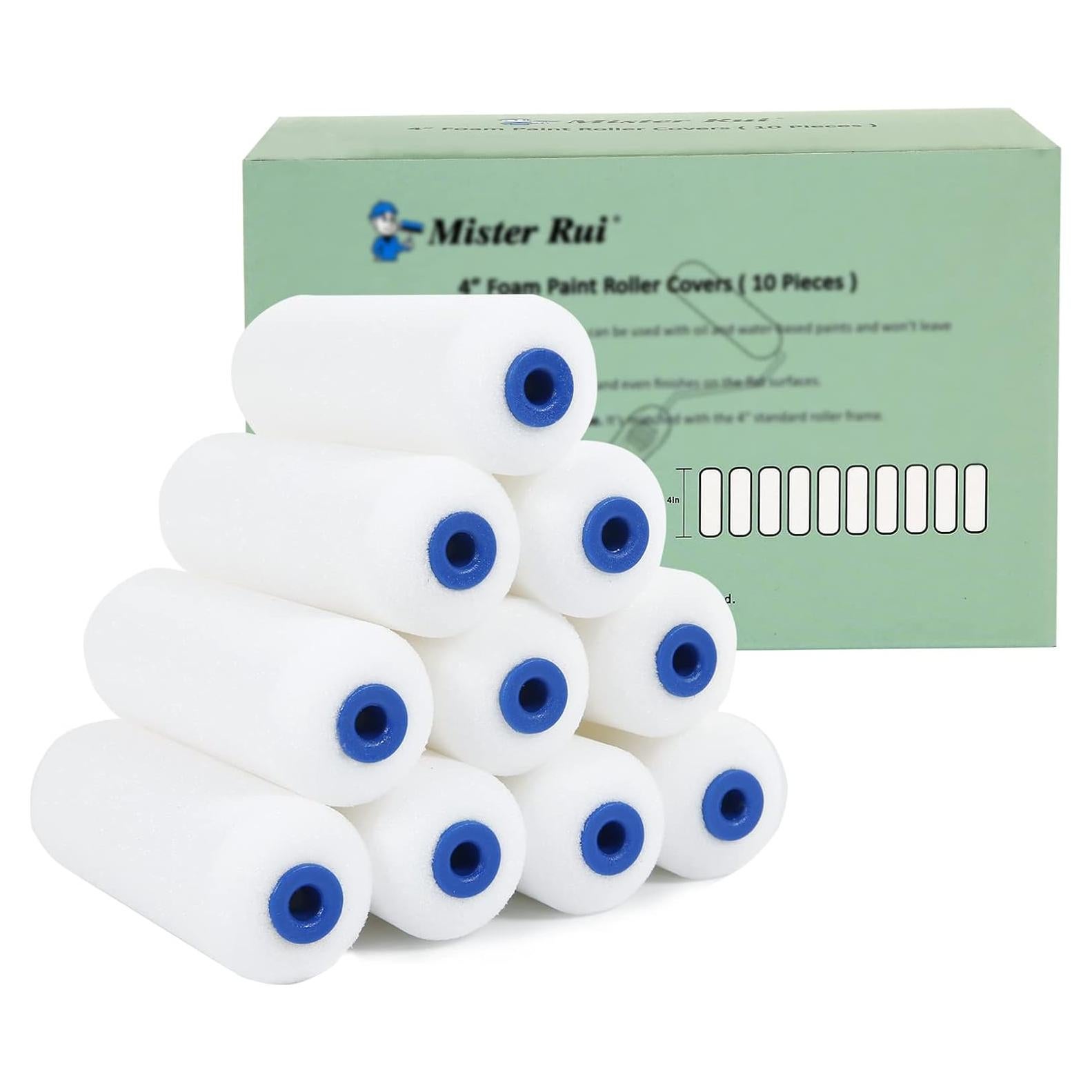 Rodillo de pintura de espuma Mister Rui 4" - 10 paquetes