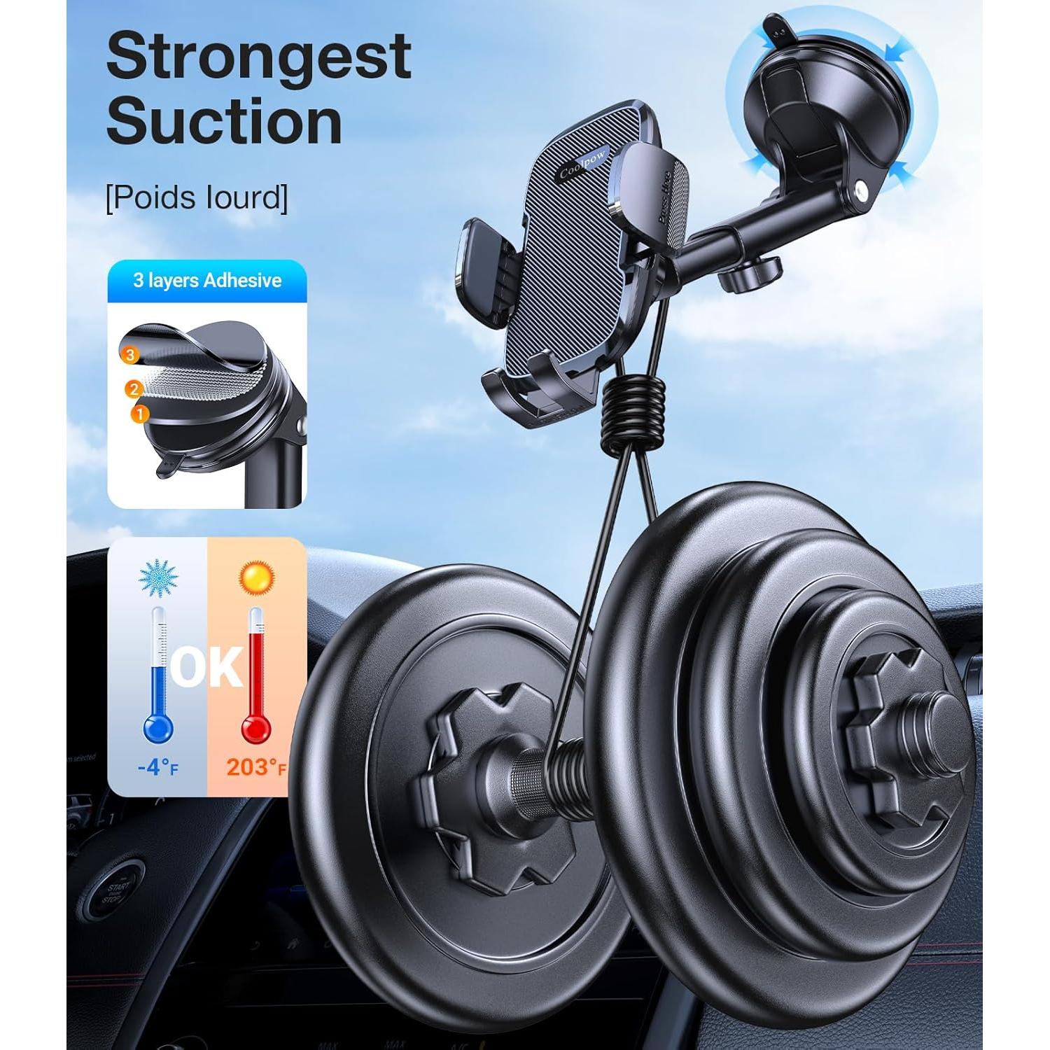 Soporte para Teléfono de Coche Coolpow XP21 3-en-1 con Ventosa