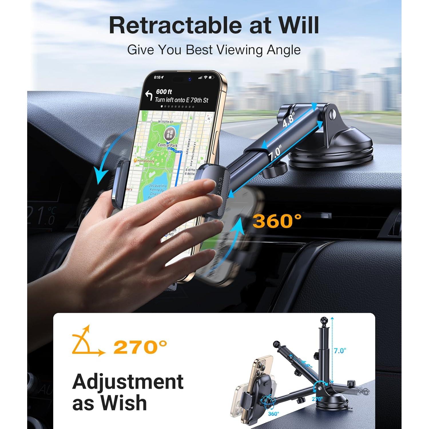 Soporte para Teléfono de Coche Coolpow XP21 3-en-1 con Ventosa