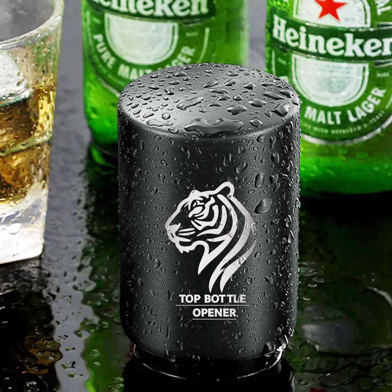 Abrebotellas Automático Acero Inoxidable Negro Tigre 116g