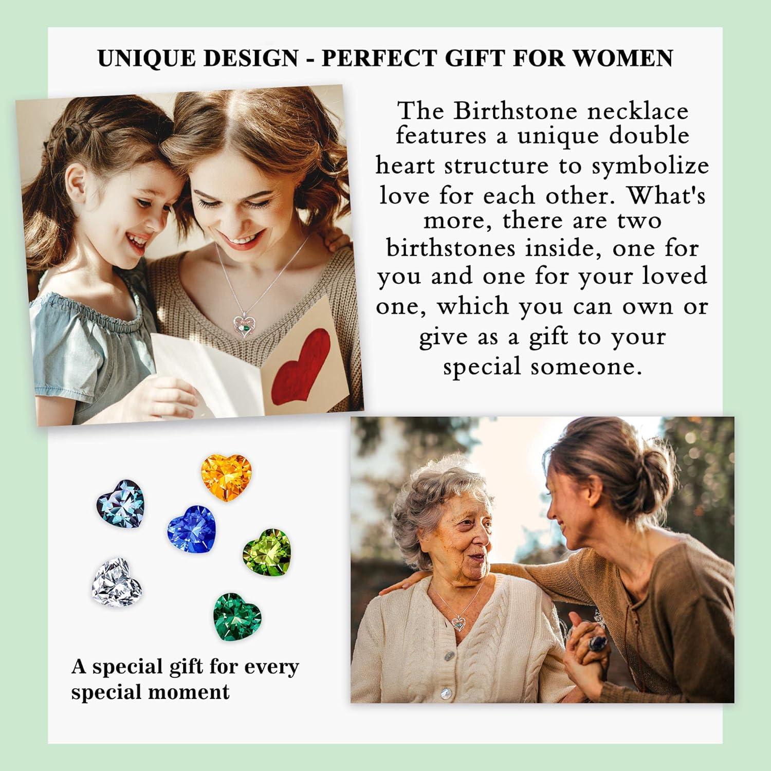 Collar de doble corazón rosa Iefil en plata esterlina 925