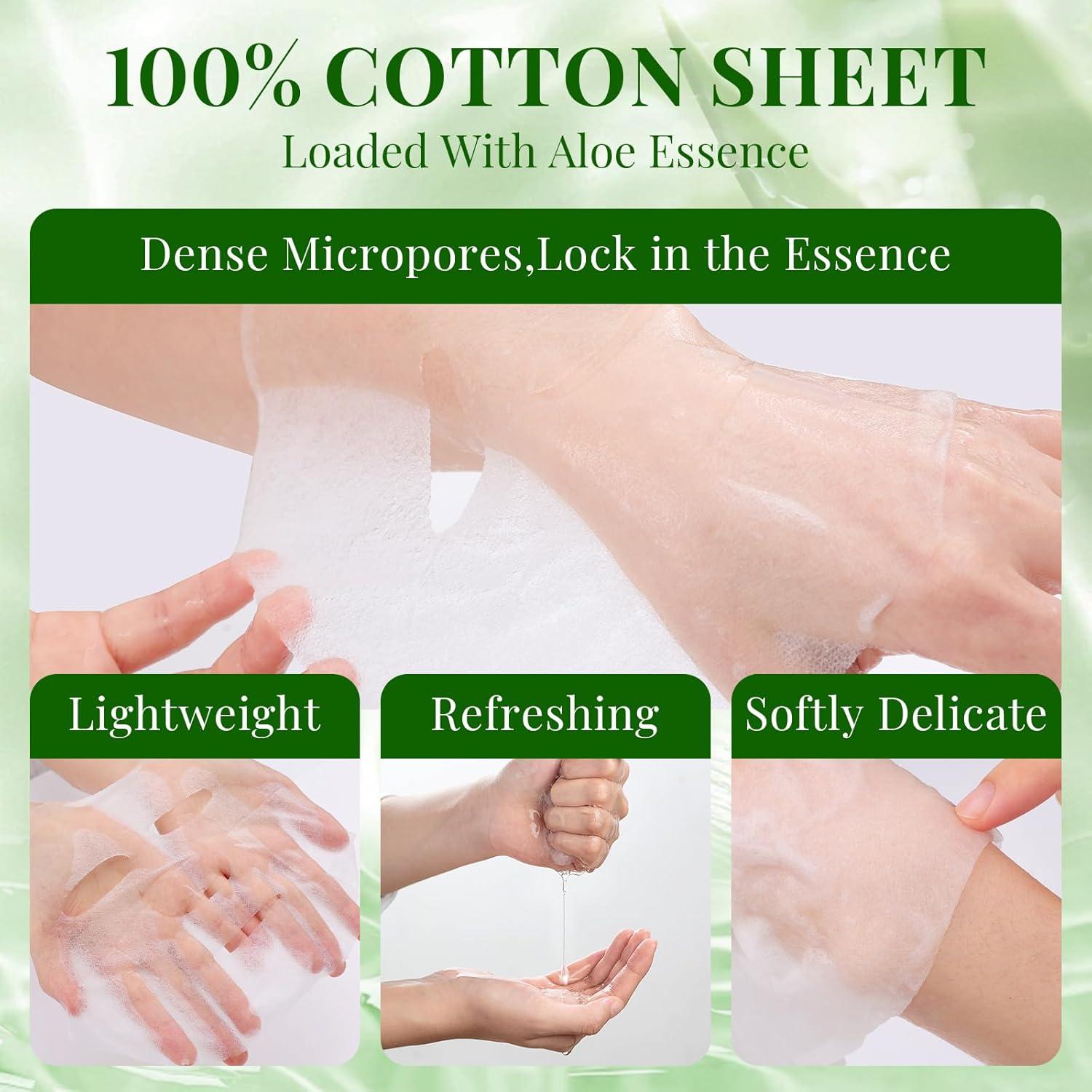 Paquete de 12 mascarillas faciales de aloe vera hidratantes