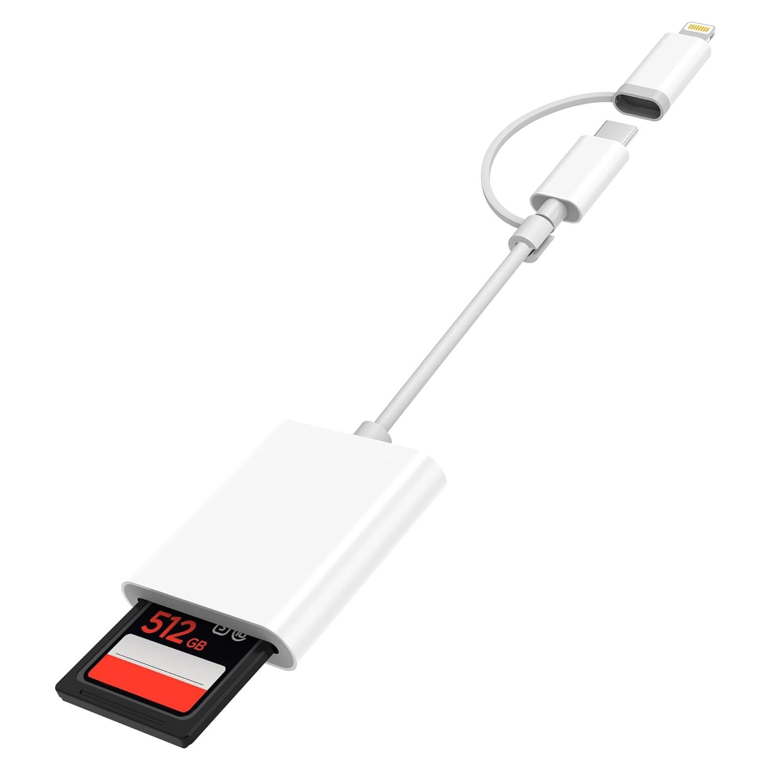 Lector de Tarjetas SD DCNETWORK USB-C y Lightning Blanco
