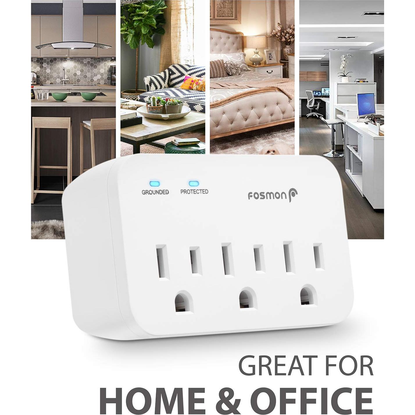 Protector de Sobretensión Fosmon 3 Salidas 1200J Paquete de 2