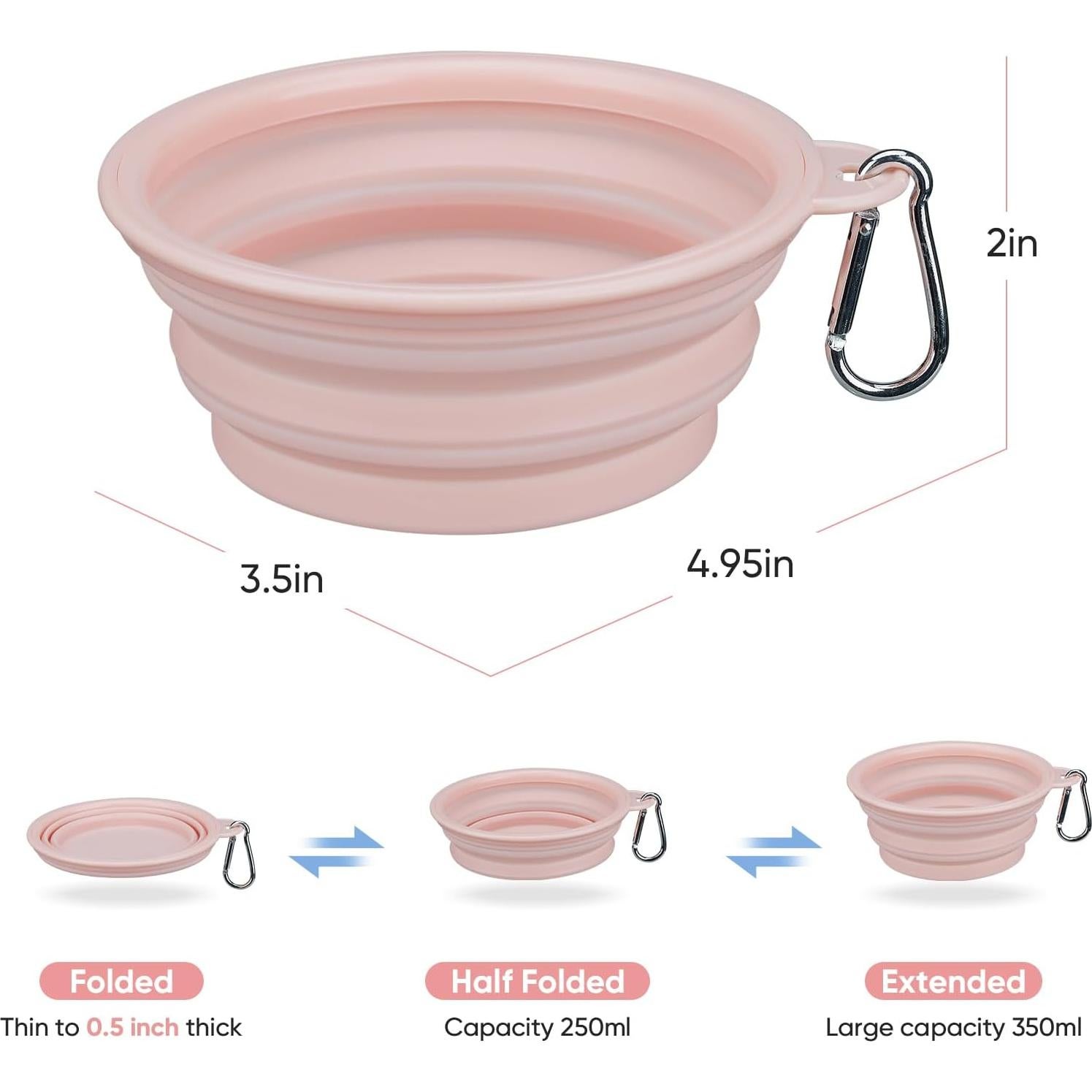 Cuencos Colapsables para Perros LeeRound - Paquete de 2, 350 ml