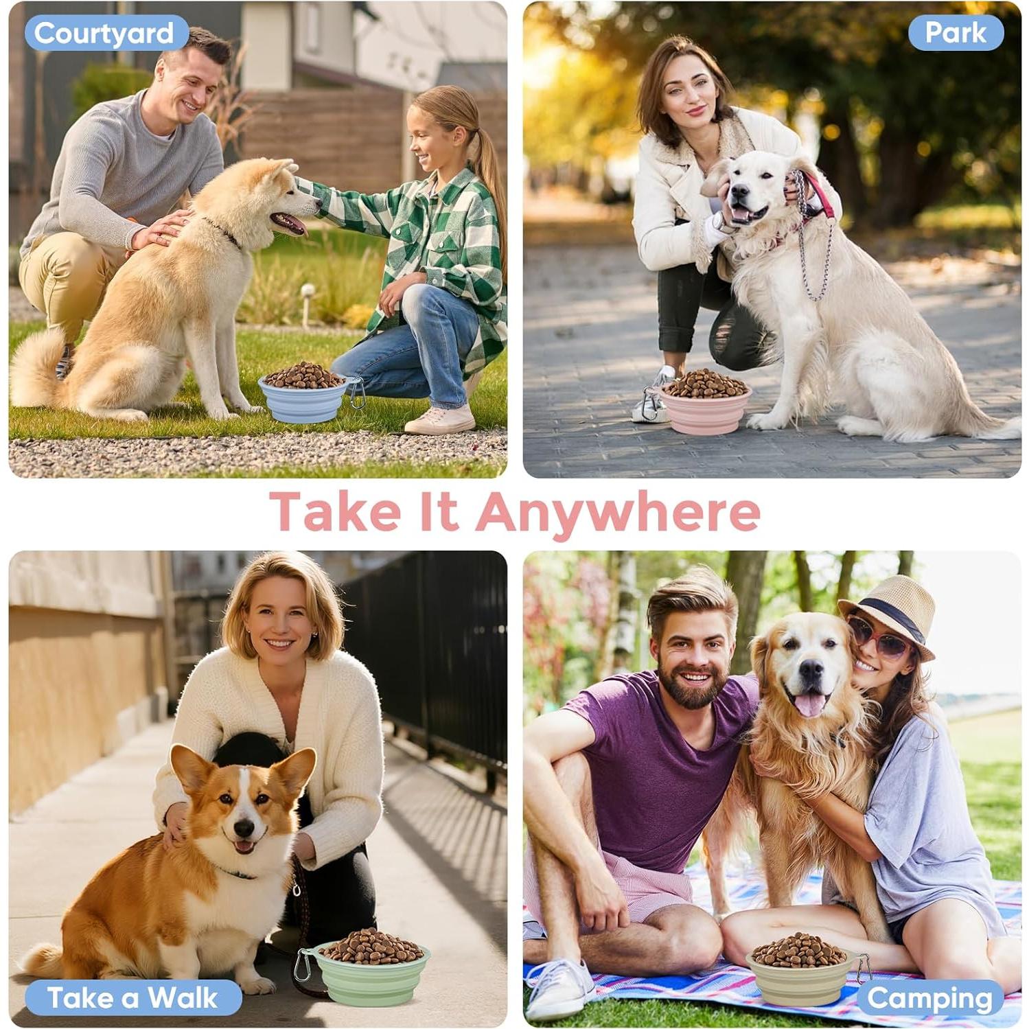 Cuencos Colapsables para Perros LeeRound - Paquete de 2, 350 ml