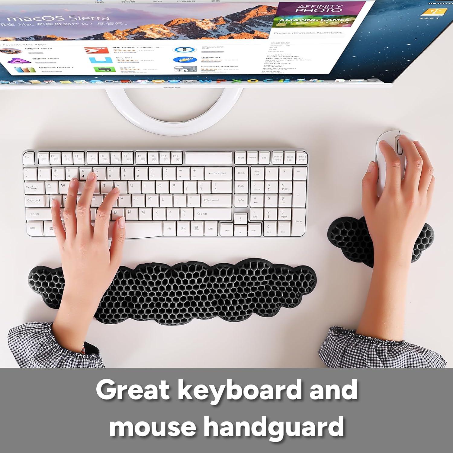 Juego de Reposamuñecas Ergonómico YAVOUN para Teclado y Ratón Negro