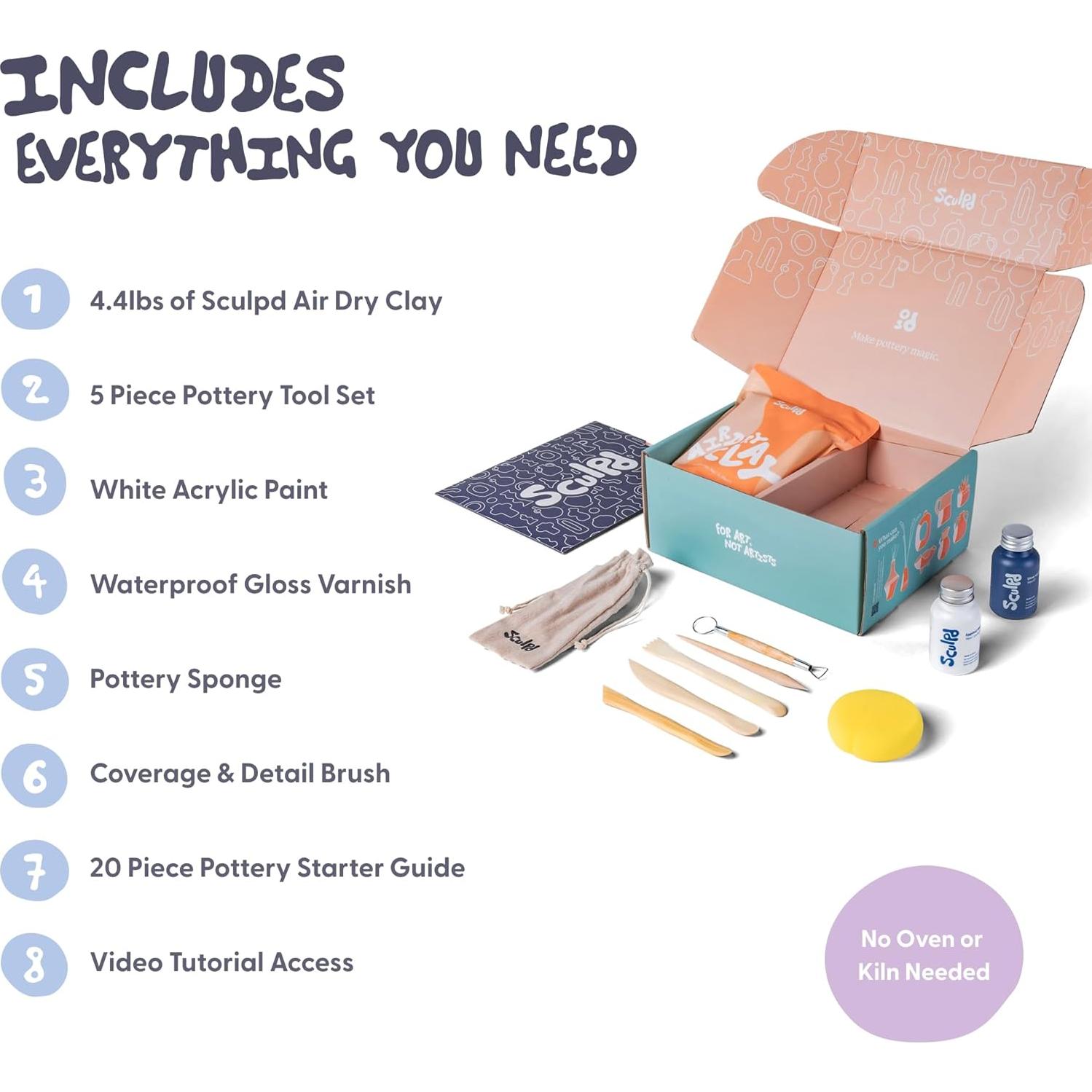 Kit de Cerámica Sculpd - Arcilla Secado al Aire para 2