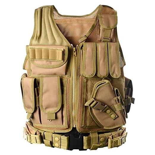 Chaleco Táctico vAv YAKEDA Ajustable Nylon Marrón Adulto