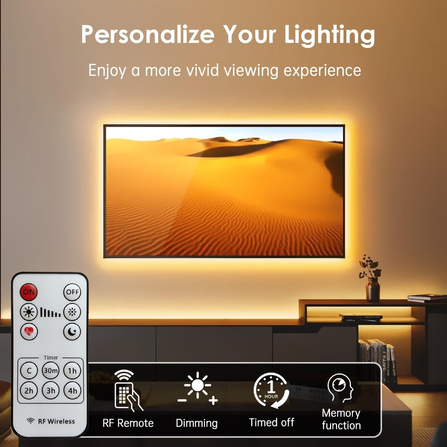 Tira de luz LED COB 2m SCQIKJ USB regulable con control remoto