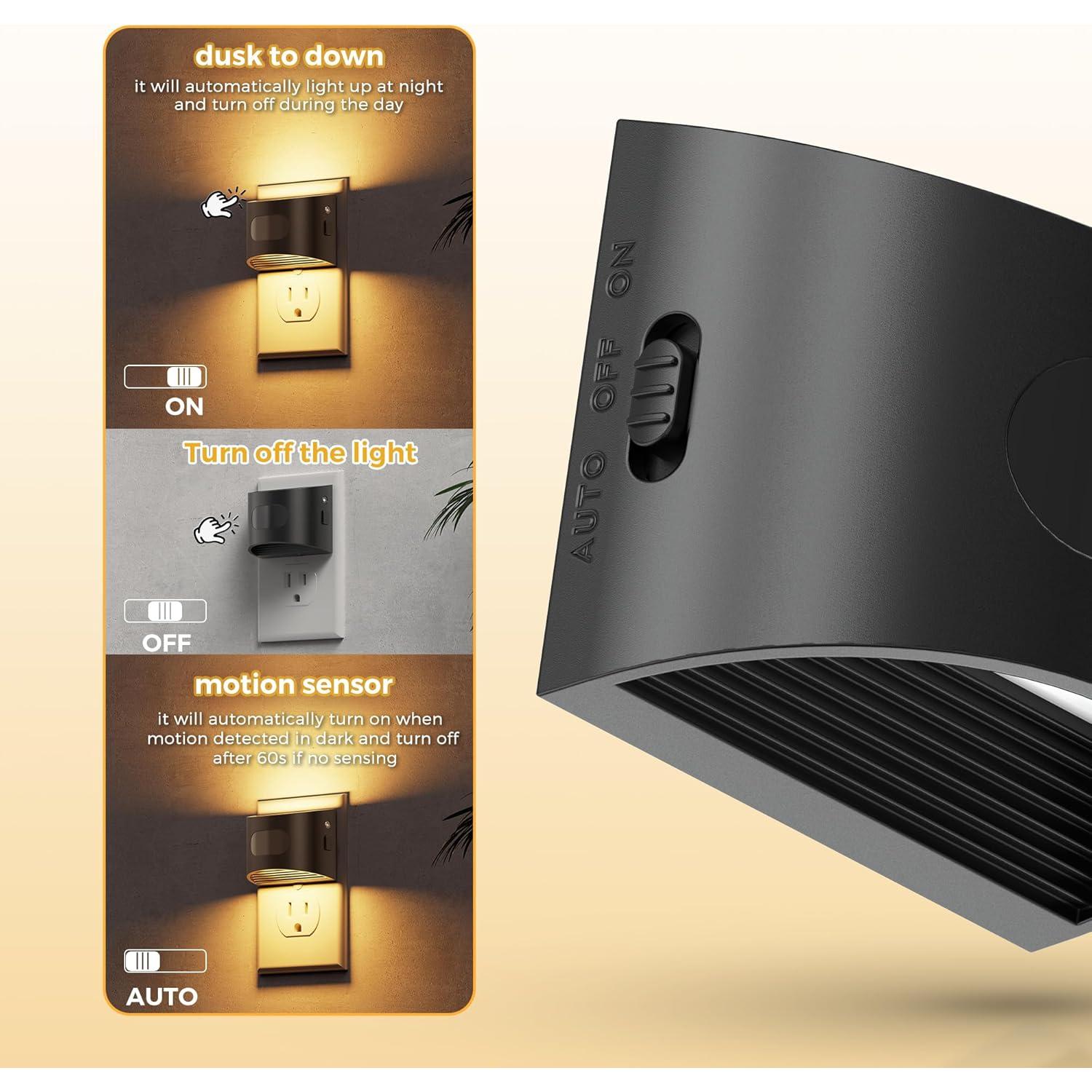 Luz Nocturna LED L LOHAS con Sensor de Movimiento 3000K 2 Pzas