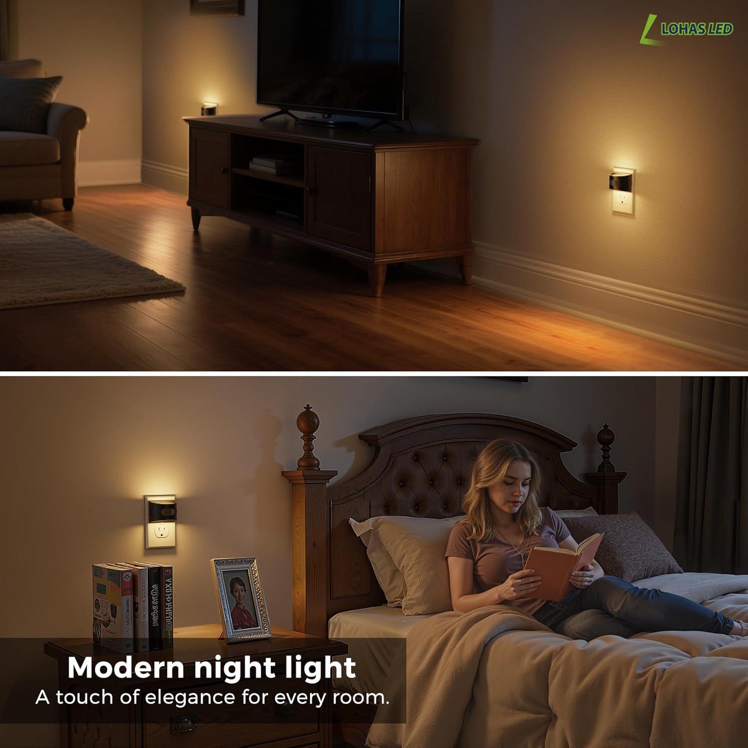 Luz Nocturna LED L LOHAS con Sensor de Movimiento 3000K 2 Pzas