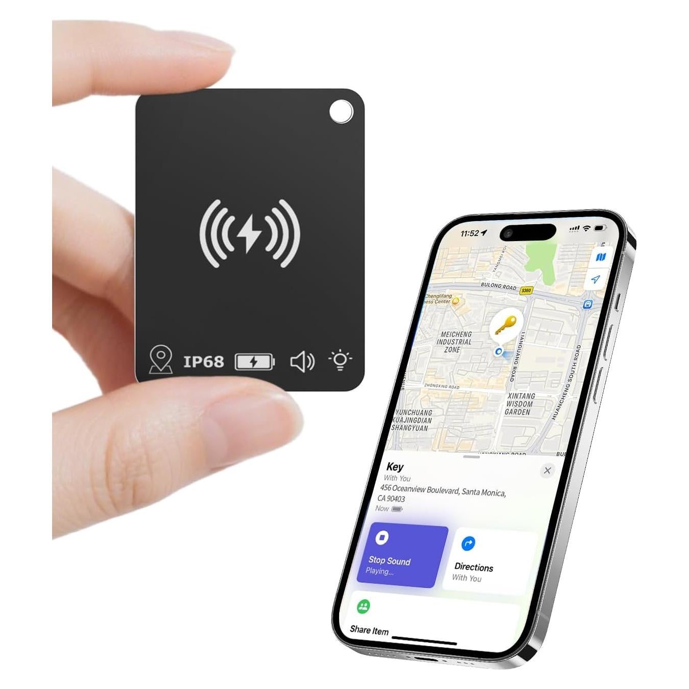 Localizador de Llaves FVJ con Apple Find My, Recargable, Negro