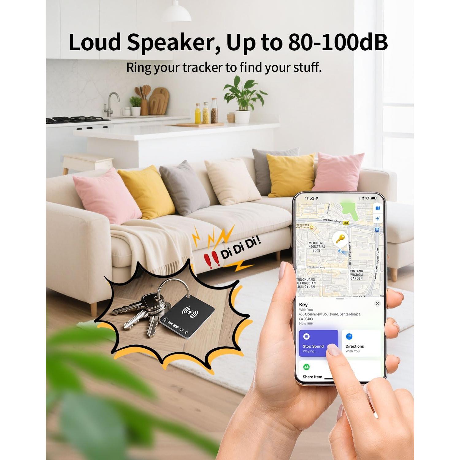 Localizador de Llaves FVJ con Apple Find My, Recargable, Negro