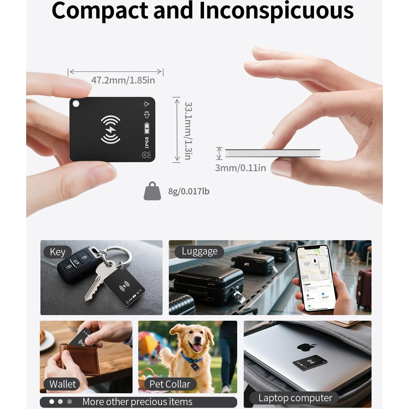 Localizador de Llaves FVJ con Apple Find My, Recargable, Negro