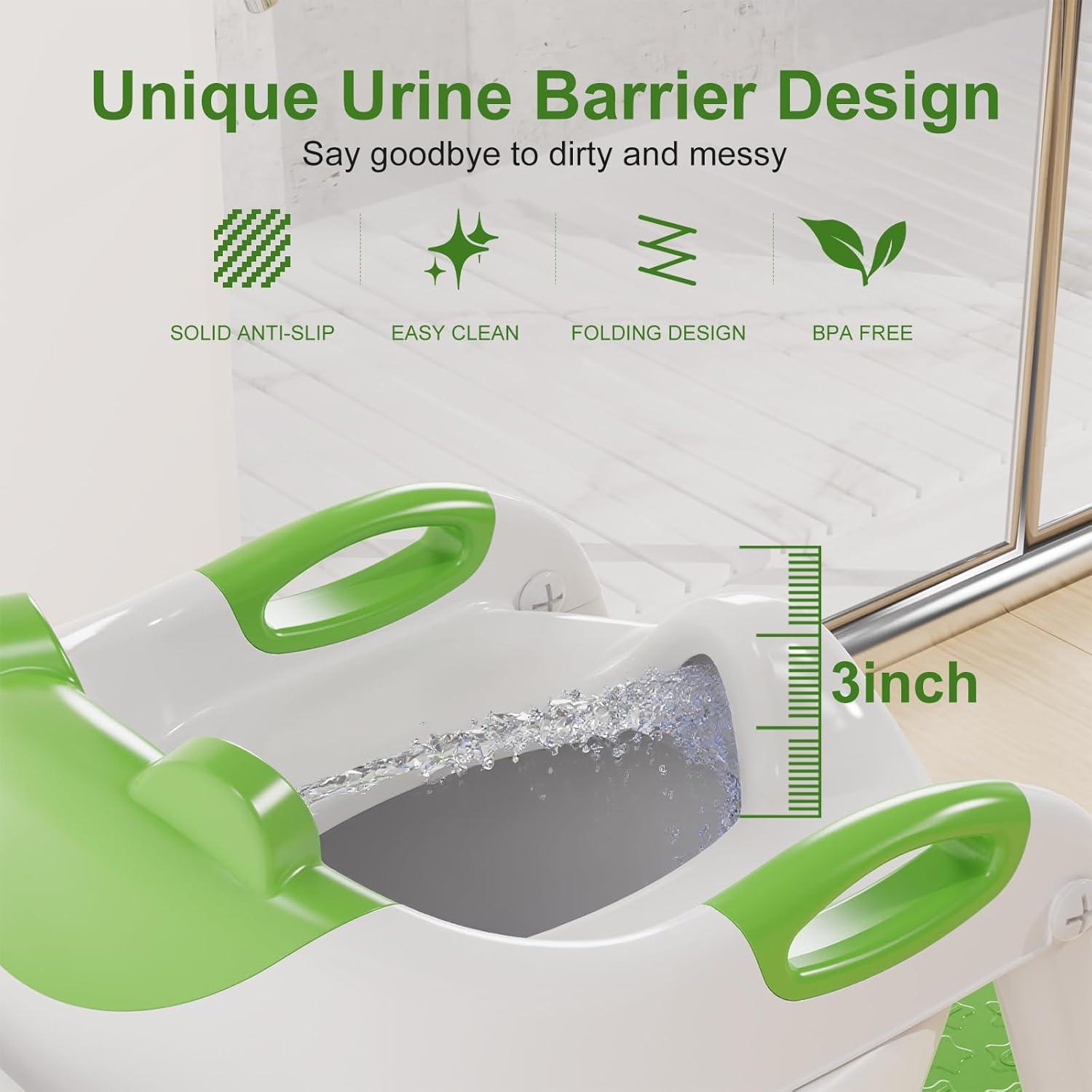 Asiento de Entrenamiento para Baño Bonbay Verde 2-en-1 Antideslizante