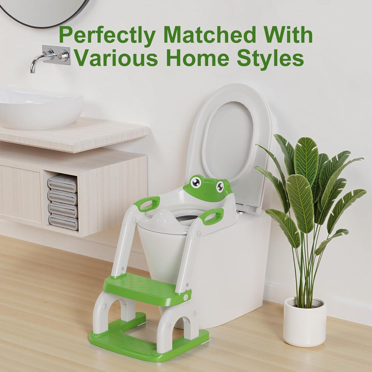 Asiento de Entrenamiento para Baño Bonbay Verde 2-en-1 Antideslizante