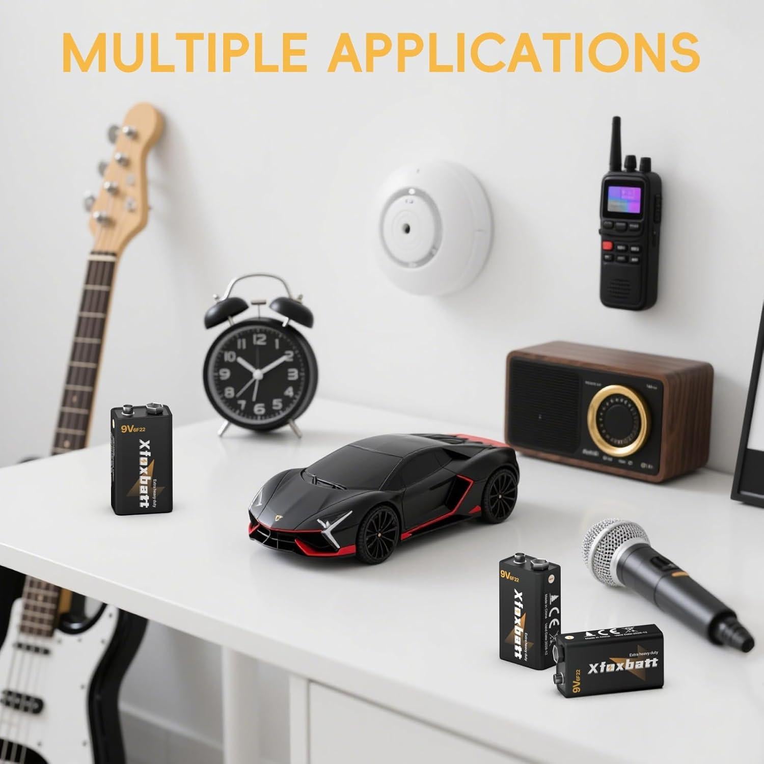 Baterías 9V Carbono XFOXBATT Paquete de 4 para Alarmas